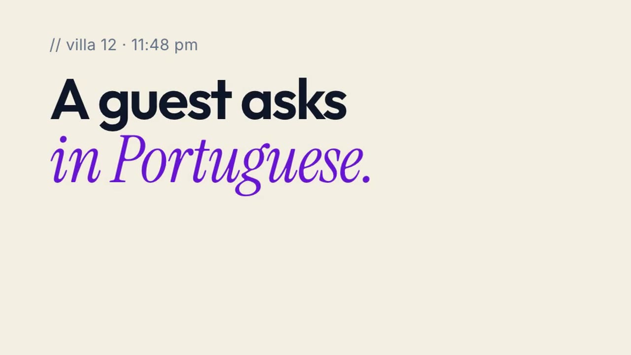 A guest asks in Portuguese